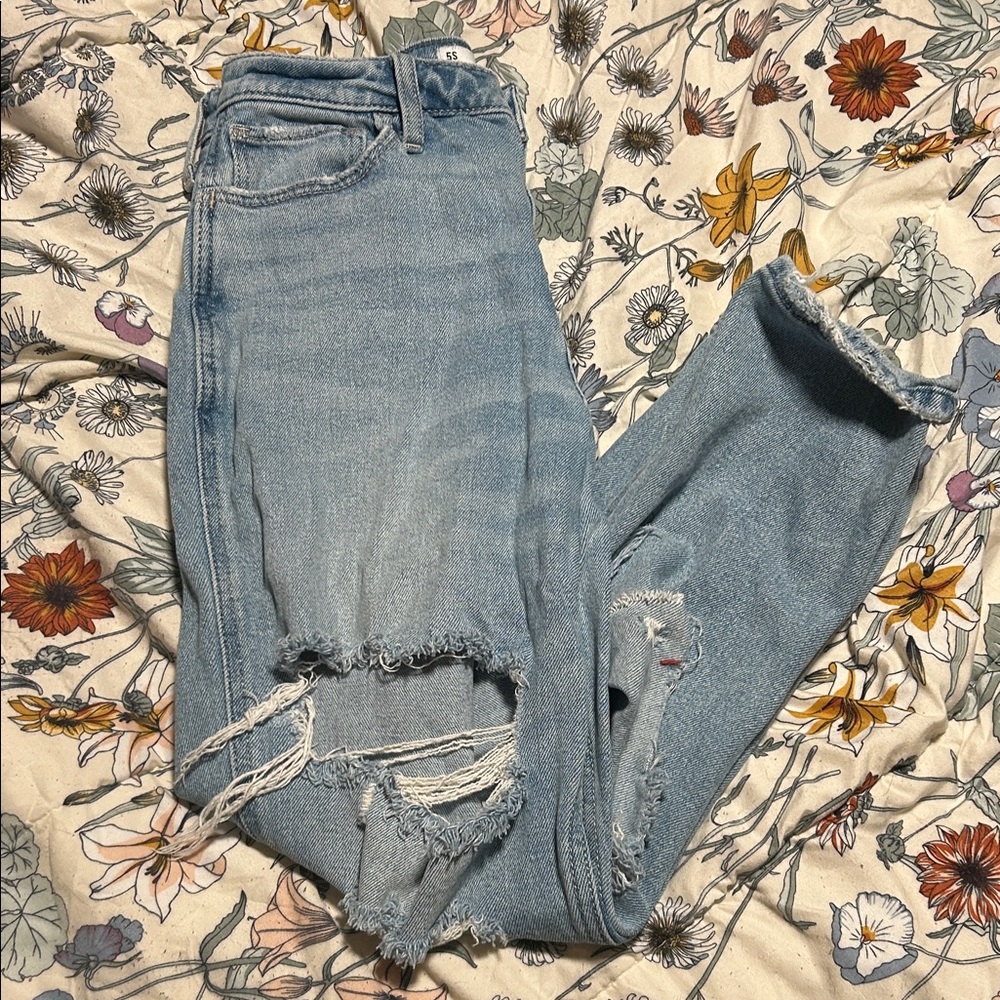 Hollister Sky Blue Ripped Boyfriend Jeans
